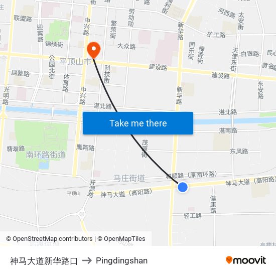 神马大道新华路口 to Pingdingshan map