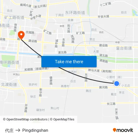 Dai Village to Pingdingshan map