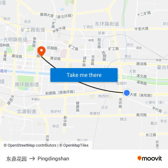 东鼎花园 to Pingdingshan map