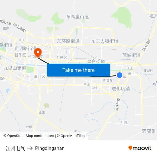 江州电气 to Pingdingshan map