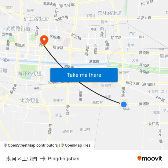 Zhanhe District Industrial Park to Pingdingshan map