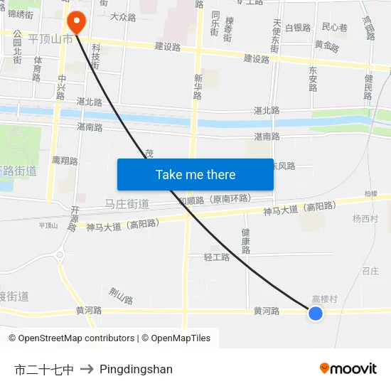 市二十七中 to Pingdingshan map