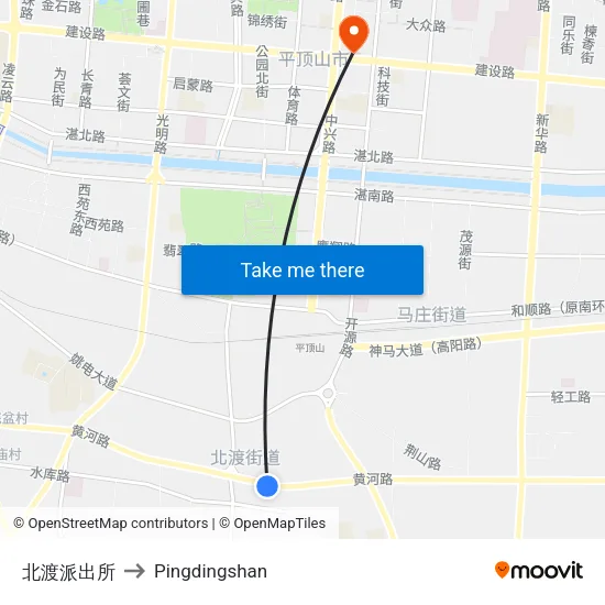 北渡派出所 to Pingdingshan map