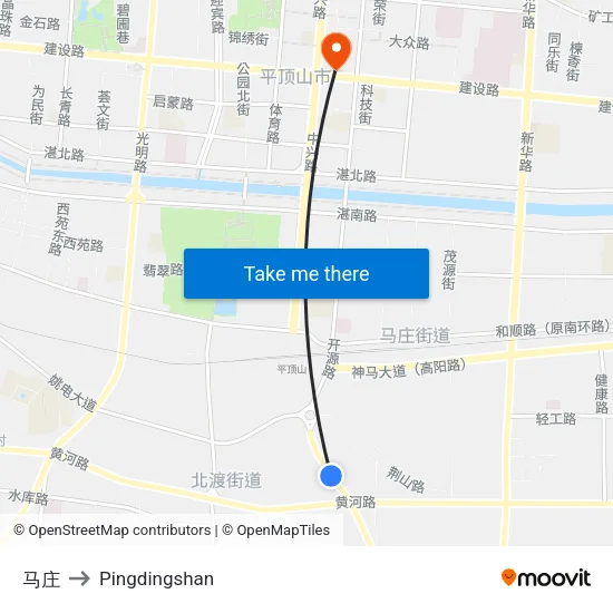 马庄 to Pingdingshan map