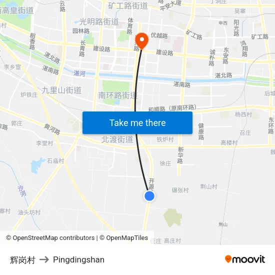 辉岗村 to Pingdingshan map