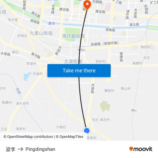 梁李 to Pingdingshan map