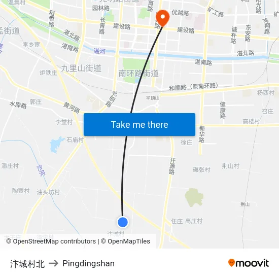 汴城村北 to Pingdingshan map