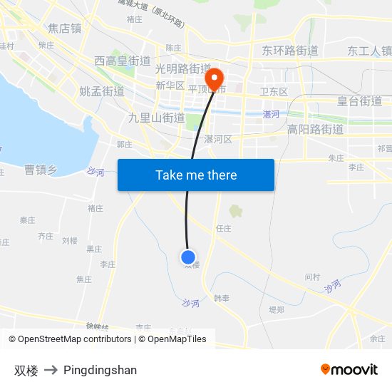 双楼 to Pingdingshan map