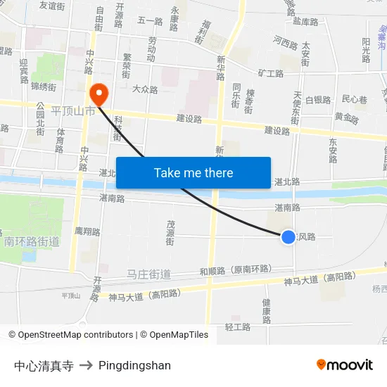 中心清真寺 to Pingdingshan map