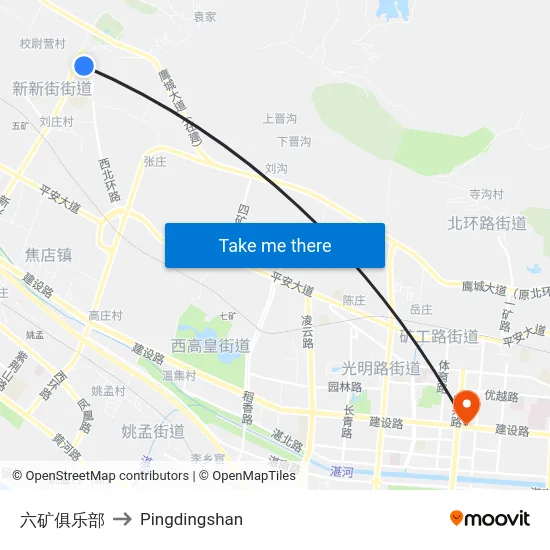 六矿俱乐部 to Pingdingshan map