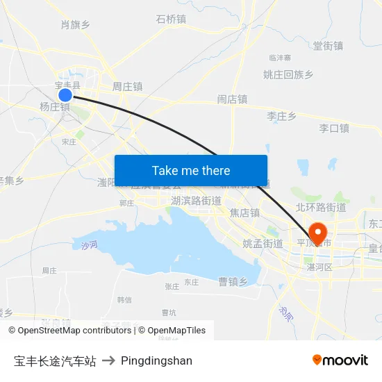 宝丰长途汽车站 to Pingdingshan map