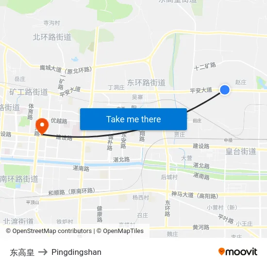 东高皇 to Pingdingshan map