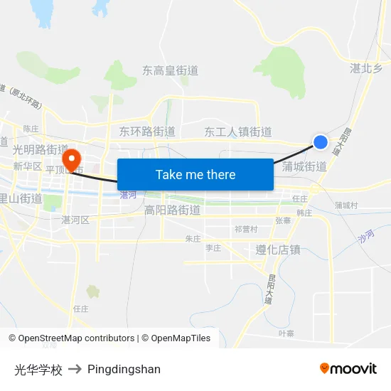 Guanghua School to Pingdingshan map