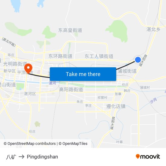 八矿 to Pingdingshan map