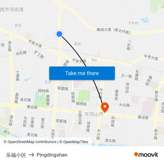 乐福小区 to Pingdingshan map