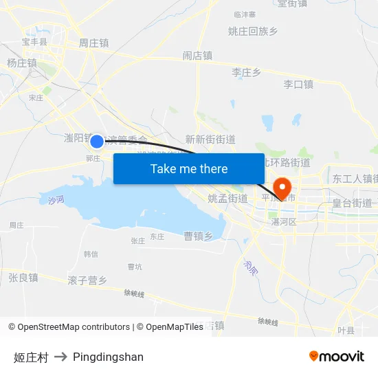 姬庄村 to Pingdingshan map