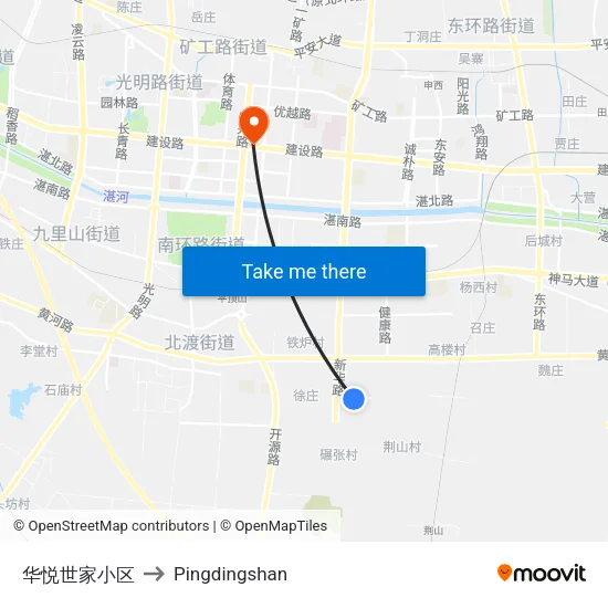 华悦世家小区 to Pingdingshan map