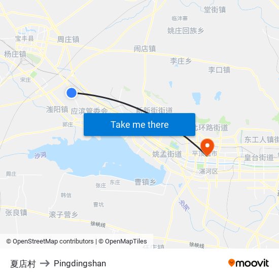 夏店村 to Pingdingshan map