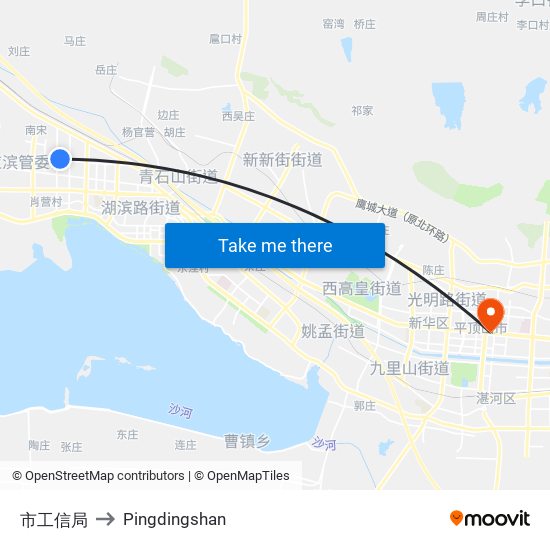 市工信局 to Pingdingshan map