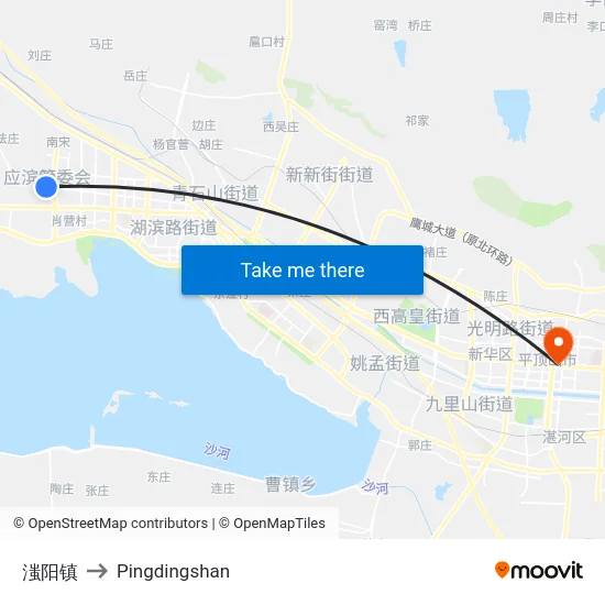 滍阳镇 to Pingdingshan map
