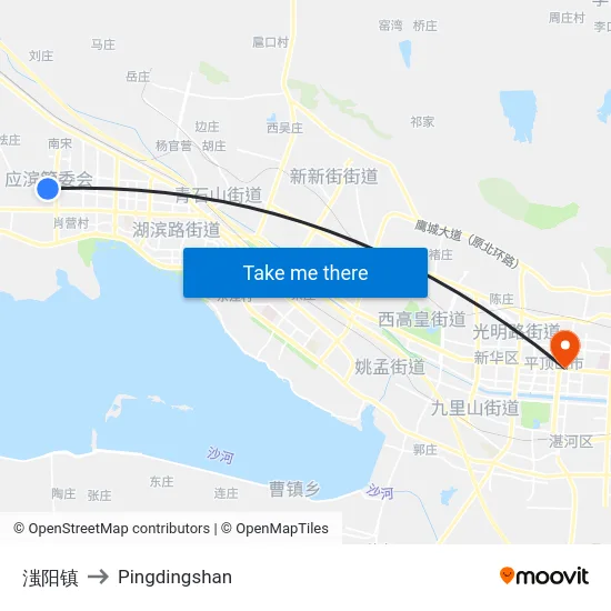 滍阳镇 to Pingdingshan map