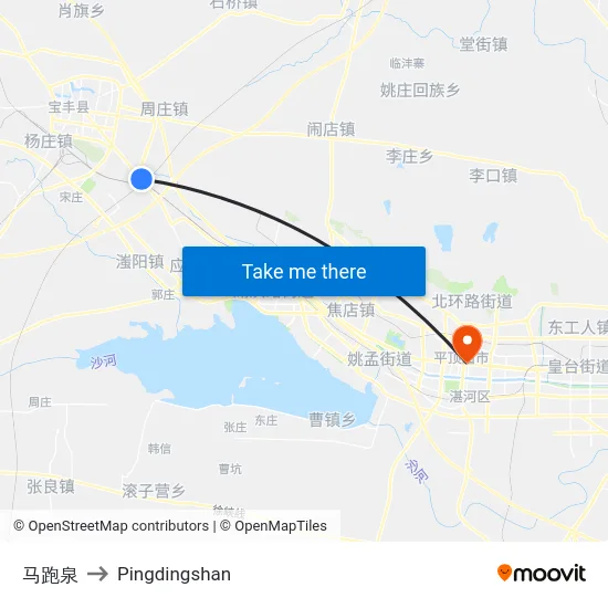 马跑泉 to Pingdingshan map