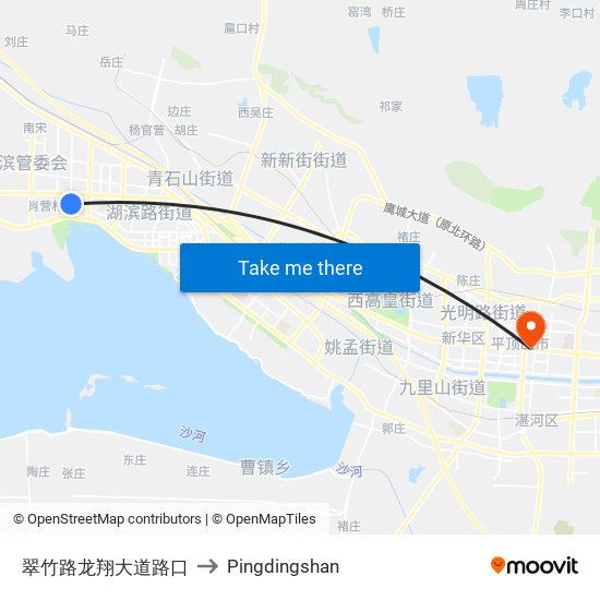 翠竹路龙翔大道路口 to Pingdingshan map