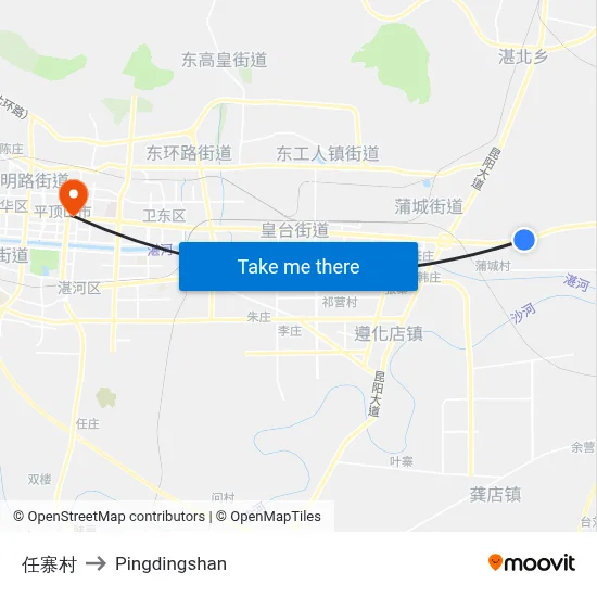 任寨村 to Pingdingshan map