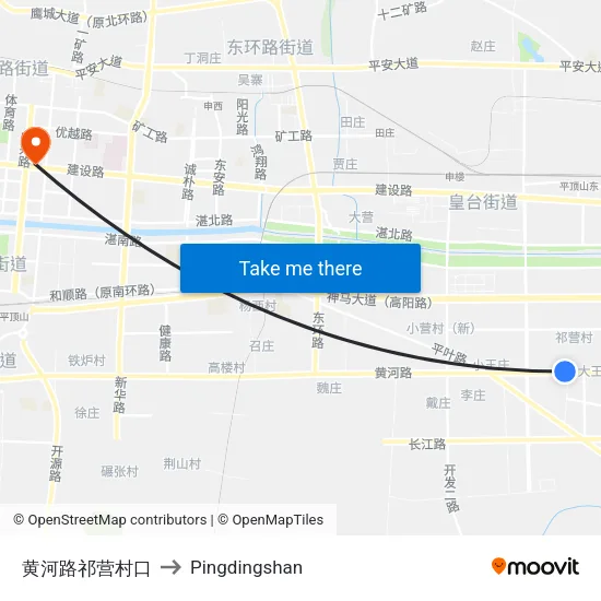 黄河路祁营村口 to Pingdingshan map