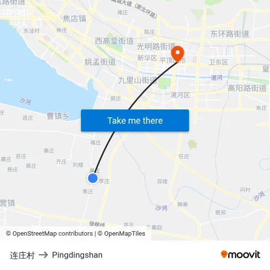 连庄村 to Pingdingshan map