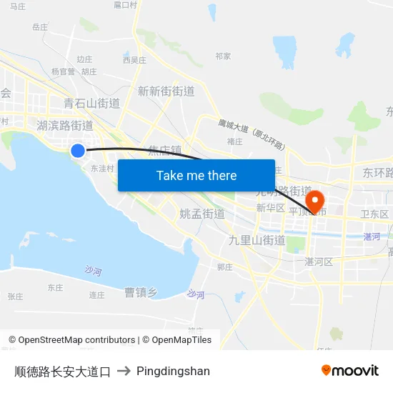 Shunde Road-Chang'an Avenue Intersection to Pingdingshan map