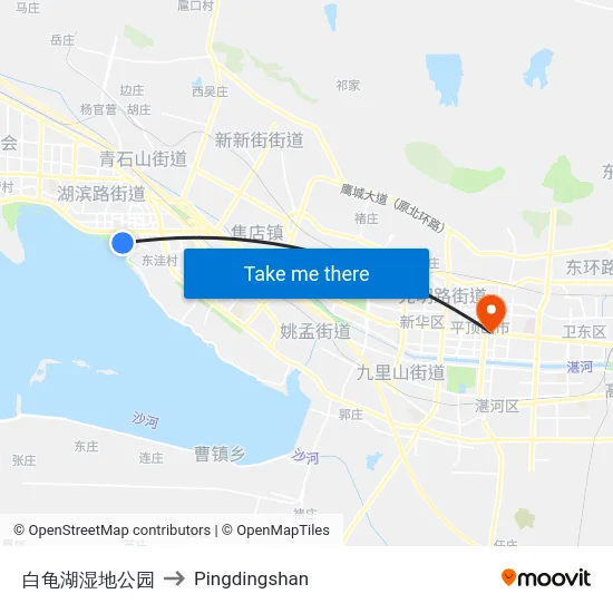 白龟湖湿地公园 to Pingdingshan map