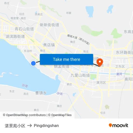 湛景苑小区 to Pingdingshan map