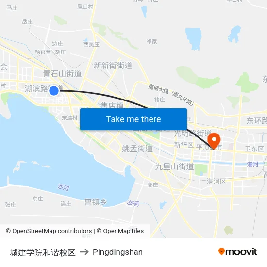 城建学院和谐校区 to Pingdingshan map
