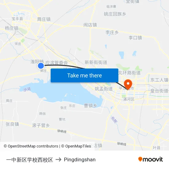 No. 1 High School New District West Campus to Pingdingshan map