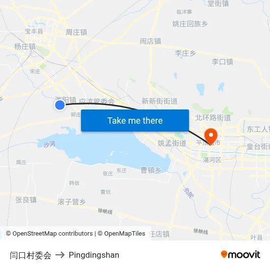 闫口村委会 to Pingdingshan map