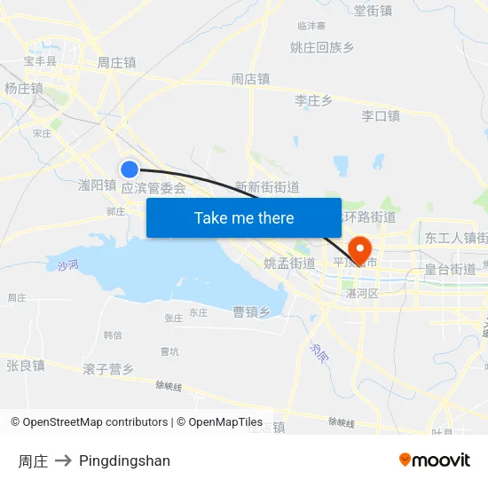周庄 to Pingdingshan map