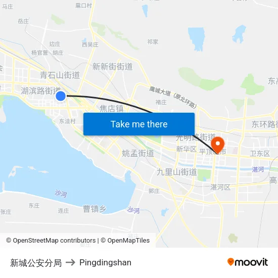 新城公安分局 to Pingdingshan map