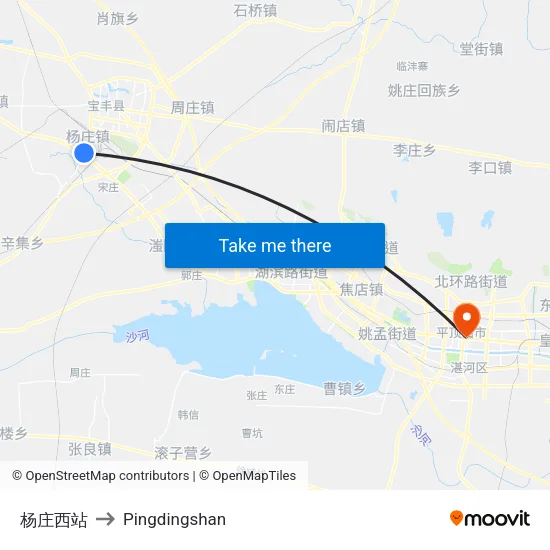 杨庄西站 to Pingdingshan map