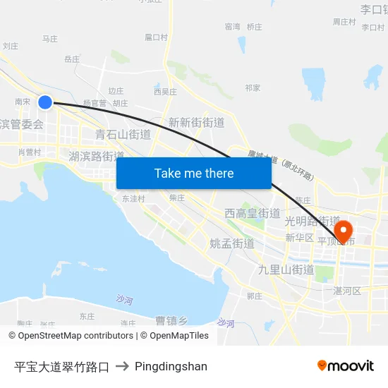 平宝大道翠竹路口 to Pingdingshan map