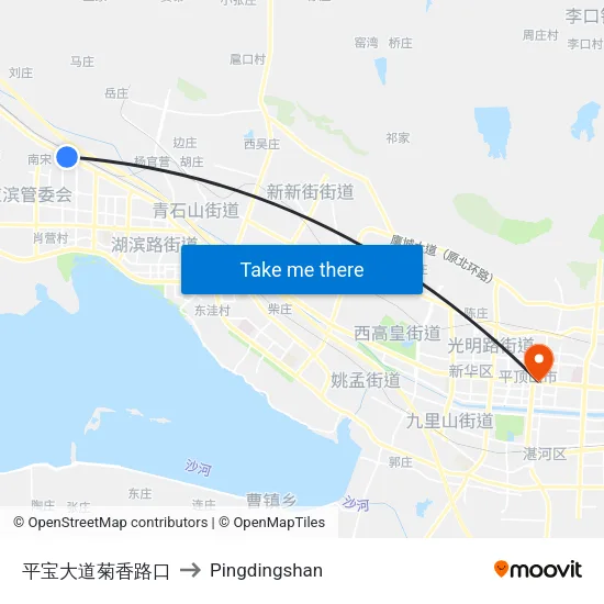 平宝大道菊香路口 to Pingdingshan map