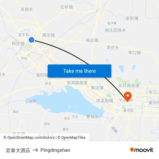 宏泰大酒店 to Pingdingshan map