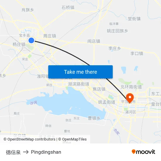 德信泉 to Pingdingshan map