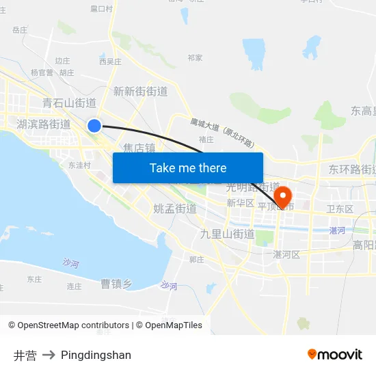 井营 to Pingdingshan map