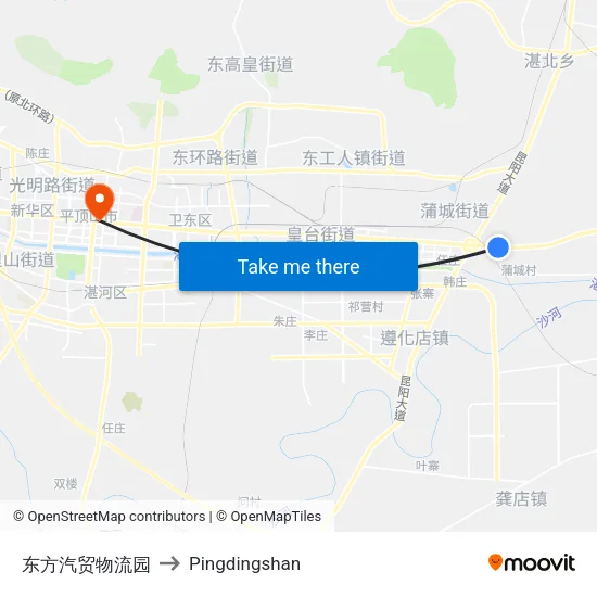 Dongfang Auto Trade Logistics Park to Pingdingshan map