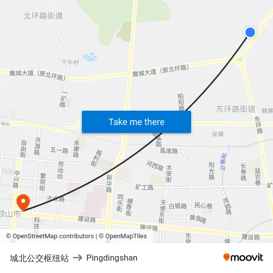 城北公交枢纽站 to Pingdingshan map