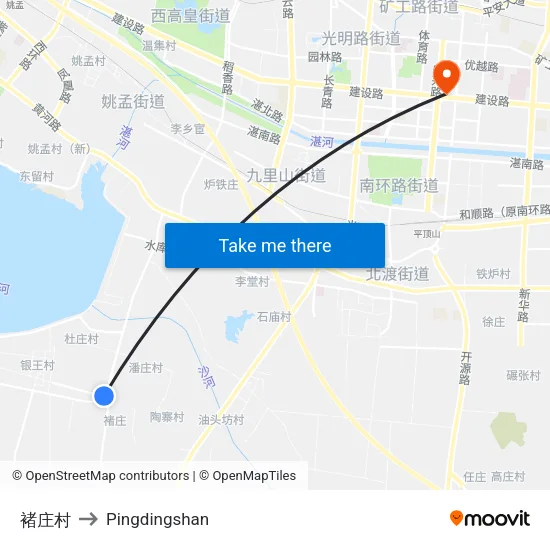 褚庄村 to Pingdingshan map