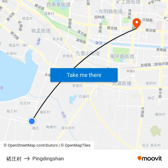 褚庄村 to Pingdingshan map
