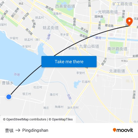 曹镇 to Pingdingshan map