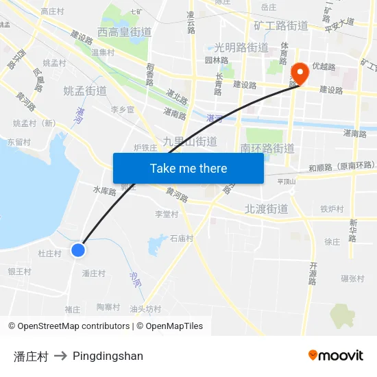 潘庄村 to Pingdingshan map